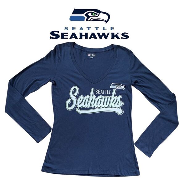 Women's NFL Football Seattle Seahawks Long Sleeve V-Neck T-Shirt - Picture 1 of 7